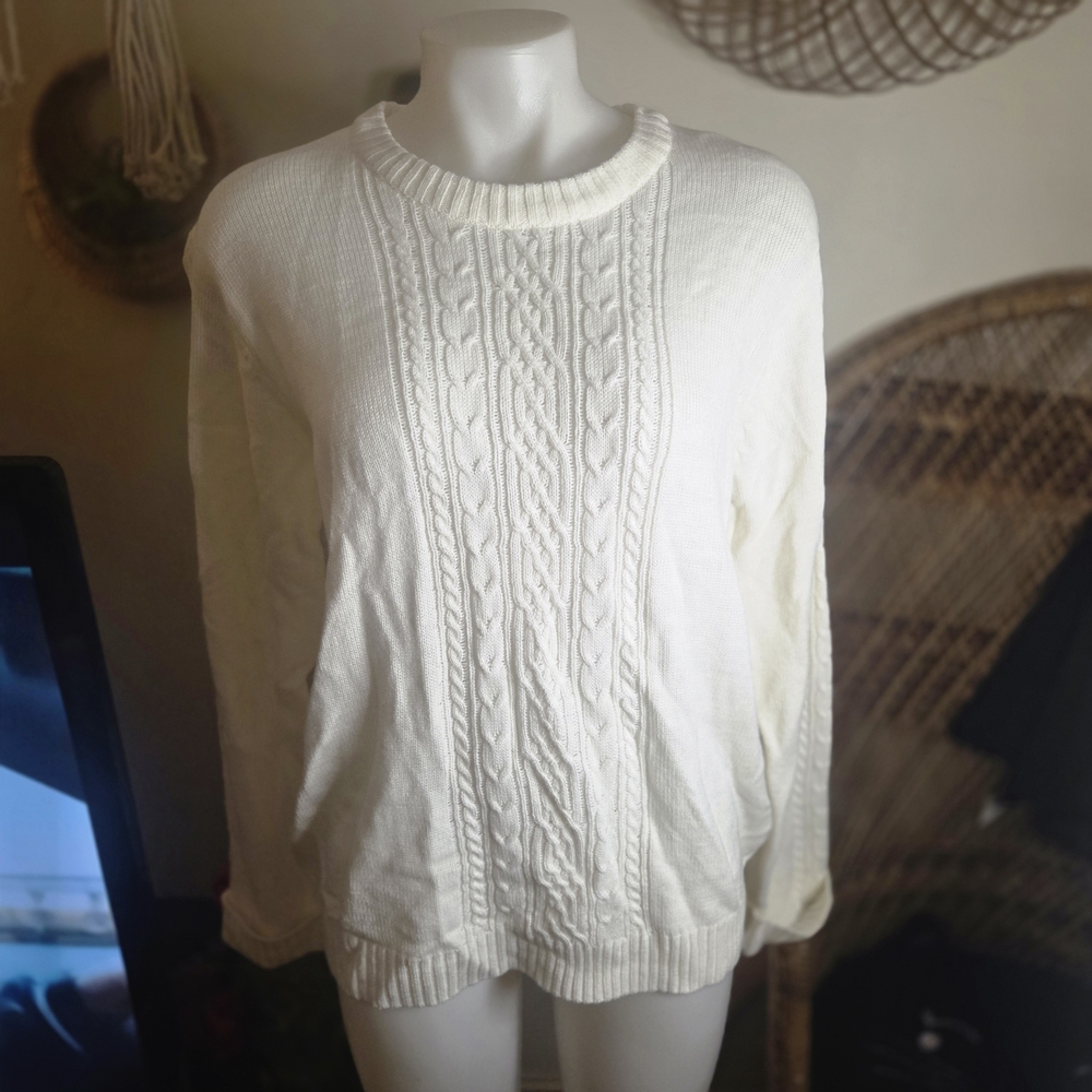 Blair Women's Cream Cable Knit Sweater